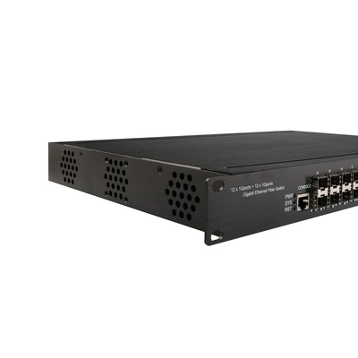 Industrial 24 Port L2 Managed POE Switch 12RJ4+12 SFP 1U Mounted Rack