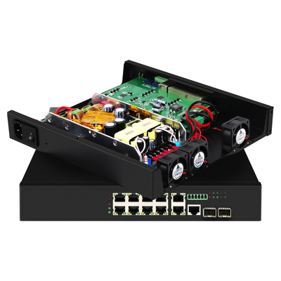 8 portów UPoE Rack Managed Switch 900W Budżet 220V Wejście 2.5G Włókno Gigabit Ethernet