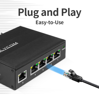 Przemysłowy niezarządzany przełącznik Poe 5 port Gigabit Network 15.4W/30W Standardowy 120W Din Rail