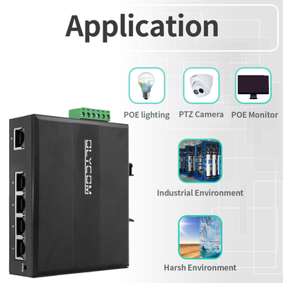 Przemysłowy niezarządzany przełącznik Poe 5 port Gigabit Network 15.4W/30W Standardowy 120W Din Rail