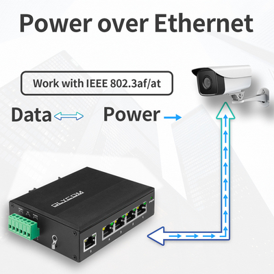 Przemysłowy niezarządzany przełącznik Poe 5 port Gigabit Network 15.4W/30W Standardowy 120W Din Rail