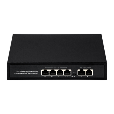 OEM ODM Szybki Ethernet 10/100mbps 4 Port Poe Switch Z 2 Uplink Port Network Switch