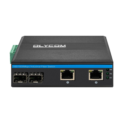 Przełącznik sieci przemysłowej gigabitów 100/1000M Ethernet światłowodowy niezarządzany DIN Rail DC24V