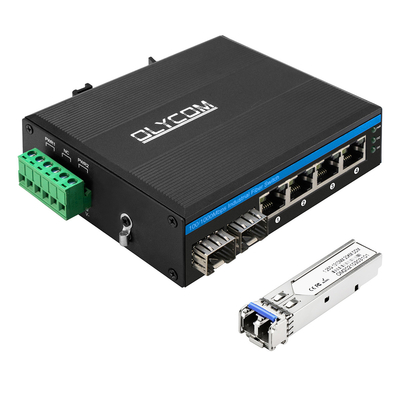 6-port przełącznik sieci przemysłowej z 2 100M / 1G włókna niezarządzane Rugged Gigabit Ethernet