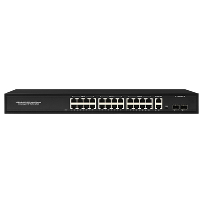 24 Port Network 48V Active PoE Switch 450W Standardowy AF/AT z 2 RJ45 Uplink Port Ethernet sfp fiber Switch