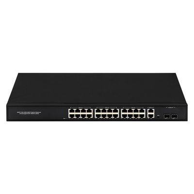 24 Port Network 48V Active PoE Switch 450W Standardowy AF/AT z 2 RJ45 Uplink Port Ethernet sfp fiber Switch