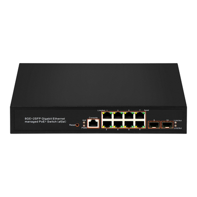 8 portów Gigabit Managed PoE Switch SFP Fiber Optic 120W Budget AC Input Realtek Chip