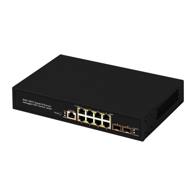 8 portów Gigabit Managed PoE Switch SFP Fiber Optic 120W Budget AC Input Realtek Chip