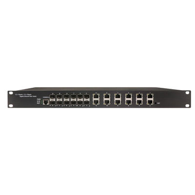 1U Rack Mount Industrial Managed POE Switch z 12 portami RJ45 + 12 portami SFP i 340W POE