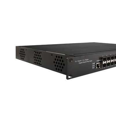 1U Rack Mount Industrial Managed POE Switch z 12 portami RJ45 + 12 portami SFP i 340W POE
