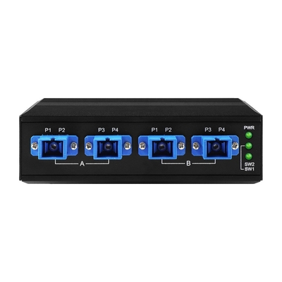 4 kanały Przemysłowy przełącznik optyczny D2X2B Din Rail DC24V Wejście SM/MM W przypadku awarii zasilania