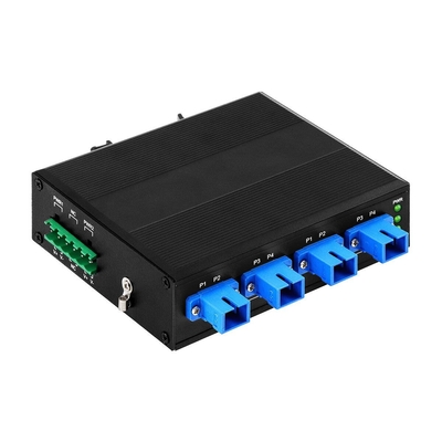 4 kanały Przemysłowy przełącznik optyczny D2X2B Din Rail DC24V Wejście SM/MM W przypadku awarii zasilania