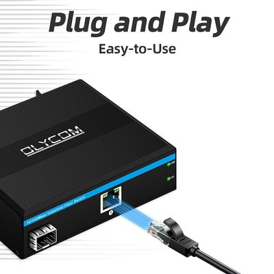 SFP Fiber Media Converter 10 100Mbps Niezarządzany DIN Rail Wall Mounted Small Case