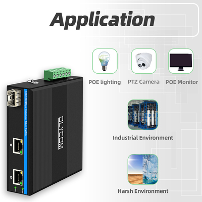 Mini Din Rail Ethernet Fiber Switch 100/1000M 60W POE Budżet DC48V Niezarządzany
