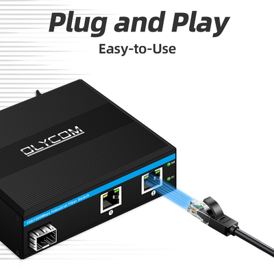 Mini Din Rail Ethernet Fiber Switch 100/1000M 60W POE Budżet DC48V Niezarządzany