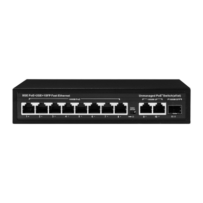 120W niezarządzany przełącznik POE 8 PoE 10/100/1000Mbps + 2 LAN 10/100/1000Mbps + 1SFP 100/1000M