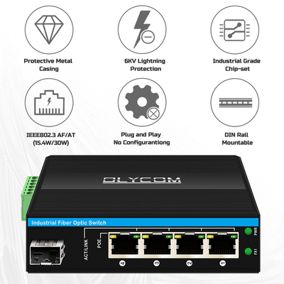 5 portów Gigabit Unmanaged POE Switch DC48-52V Przełącznik Ethernet zasilania do użytku zewnętrznego