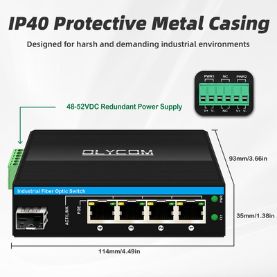 5 portów Gigabit Unmanaged POE Switch DC48-52V Przełącznik Ethernet zasilania do użytku zewnętrznego