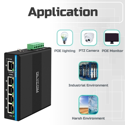Mini 5 port przemysłowy przełącznik ethernet 4 RJ45 port do 1 uplink RJ45 gigabit niezarządzany przełącznik dc12v/24v wejście