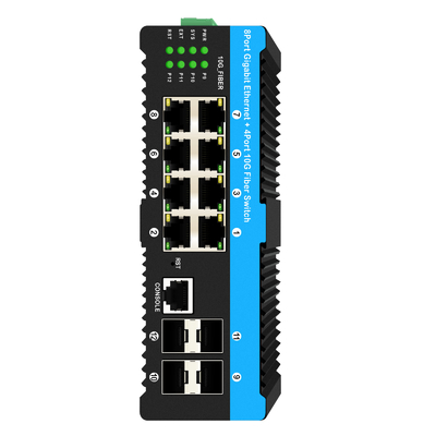 Przemysłowy zarządzalny przełącznik PoE 10G Gigabit Ethernet 8-portowy układ PoE 240 W. Układ Realtek