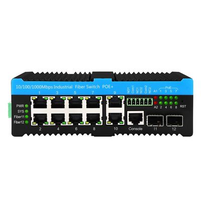 Zarządzany przełącznik sieci przemysłowej 2*2.5G SFP+8*RJ45 Porty 10/100/1000M POE 90W przełącznik zewnętrzny