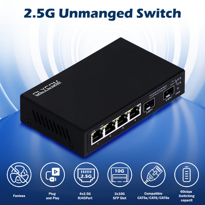 6 portów 10g przełącznik Ethernet światłowodowy 4* 2.5G RJ45 + 2* 10G SFP+ wsparcie OEM/ODM