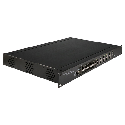 1U Rack gigabit 24 port zarządzany przełącznikiem Ethernet Poe z 12 RJ45+12 SFP AC100-240V wprowadzonym przełącznikiem przemysłowym