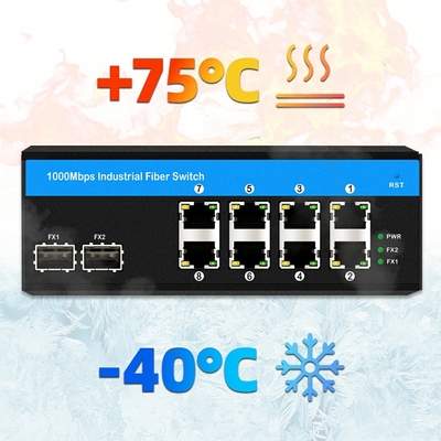 przemysłowy przełącznik Gigabit 8 port din rail Ethernet POE DC48-52V podwójny wejście zasilania