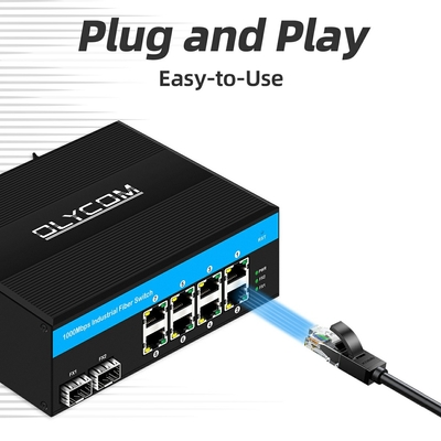 przemysłowy przełącznik Gigabit 8 port din rail Ethernet POE DC48-52V podwójny wejście zasilania