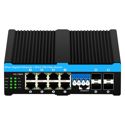4*10G Sfp Porty+8*10/100/1000mbps 12 Port Zarządzane 10G Optical Bypass Poe Switch