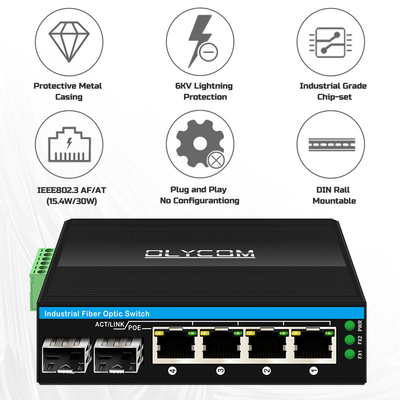 Mini 6 port gigabitowy przełącznik ethernet poe przełącznik din rail 2 sfp+ 4 RJ45 DC48-52V podwójny wpis zasilania