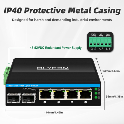 Mini 6 port gigabitowy przełącznik ethernet poe przełącznik din rail 2 sfp+ 4 RJ45 DC48-52V podwójny wpis zasilania