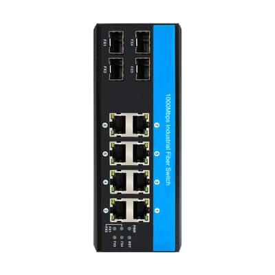 12 port 10/100/1000mbps niezarządzany przełącznik din-rail poe 4 porty SFP+ 8 porty RJ45 przełącznik ethernet