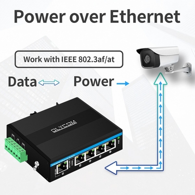 5 portów gigabit poe+ przełącznik E-Mark Ethernet przełącznik DC48V podwójny wpis zasilania din-rail poe przełącznik
