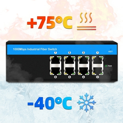 Przemysłowy przełącznik sieci zewnętrznej Gigabit 8 port Ethernet E-Mark 8*RJ45