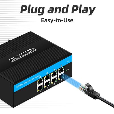 8-portowy przełącznik przemysłowy Gigabit Ethernet E-Mark do sieci pojazdów i automatyki przemysłowej