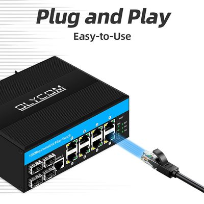12 portów Gigabit Managed Switch 4SFP+8RJ45 Industrial Managed Ethernet Switch z podwójnym wejściem zasilania dla sieci DIN-Rail