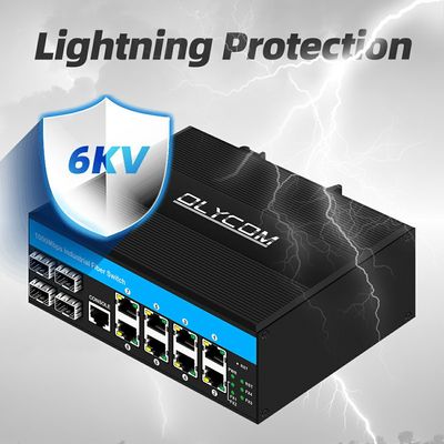 12 portów Gigabit Managed Switch 4SFP+8RJ45 Industrial Managed Ethernet Switch z podwójnym wejściem zasilania dla sieci DIN-Rail