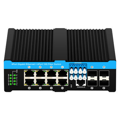 12 portów 10G L2/L3 sterowany przełącznik poe+ przełącznik optyczny 4*10G sfp +8 RJ45 przełącznik ethernet din-rail