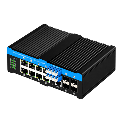 12 portów 10G L2/L3 sterowany przełącznik poe+ przełącznik optyczny 4*10G sfp +8 RJ45 przełącznik ethernet din-rail