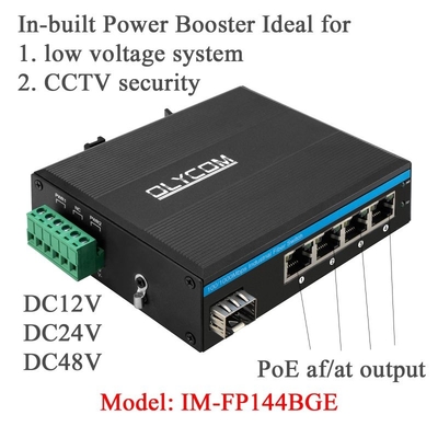 5 portów Przemysłowy przełącznik sieciowy Poe DC12/24/48V Wejście 1SFP+4RJ45 Gigabit Ethernet Switch