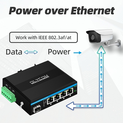 5 portów Przemysłowy przełącznik sieciowy Poe DC12/24/48V Wejście 1SFP+4RJ45 Gigabit Ethernet Switch