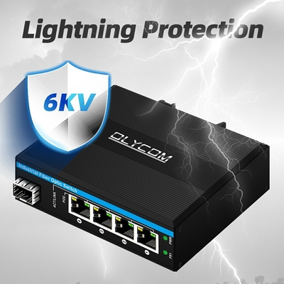 5 portów Przemysłowy przełącznik sieciowy Poe DC12/24/48V Wejście 1SFP+4RJ45 Gigabit Ethernet Switch