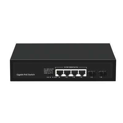 4 porty Gigabit SFP Fiber PoE Switch Budżet 60W z rozszerzeniem VLAN 250 metrów