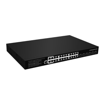 24-portowy przełącznik zarządzalny 2,5G PoE, łącze światłowodowe 10G, warstwa L3, budżetowe wejście AC o mocy 400 W, CE