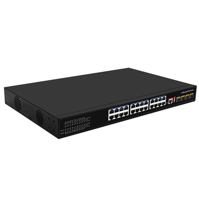 24 porty PoE Switch 10G Fiber300W Budget USB Console L3 Zarządzany wejście AC