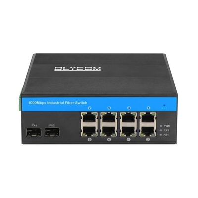 10 portów Gigabit Industrial Network Switch SFP Fiber Uplink Din Rail niezarządzany