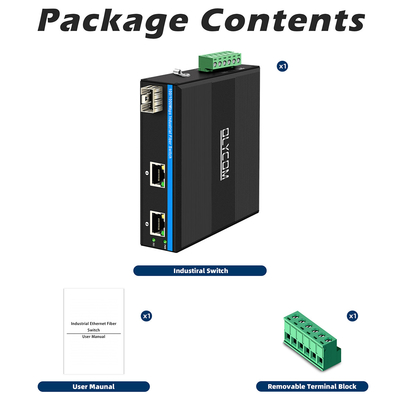 Gigabit Fiber Optical Converter Din Network Switch DC12-52V Podwójne wejście zasilania