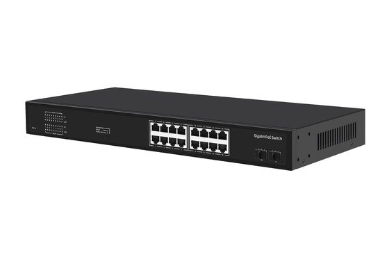 16 portów Gigabit Ethernet Switch Af/at Poe Switch AC 100-240V Wprowadzenie mocy