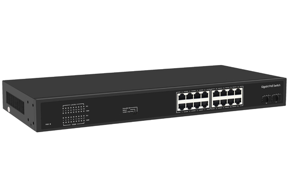16 portów Gigabit Ethernet Switch Af/at Poe Switch AC 100-240V Wprowadzenie mocy